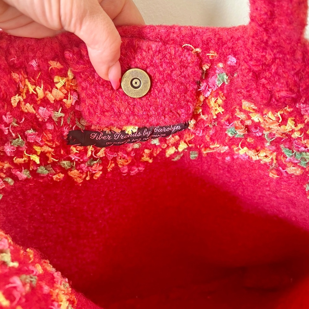 90s-Early 00s Vintage 🌈✨ Handmade Felted Wool Confetti Tote - Picture 3 of 4